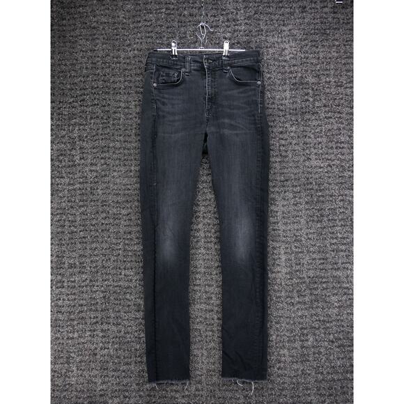 Rag & Bone Jeans Womens 27 Worn Black 10 Inch Dre Stretch Denim Frayed Hems USA - Picture 1 of 16